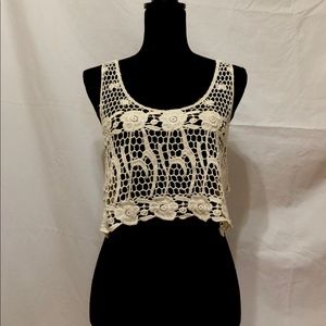 Cream Crochet Crop Top